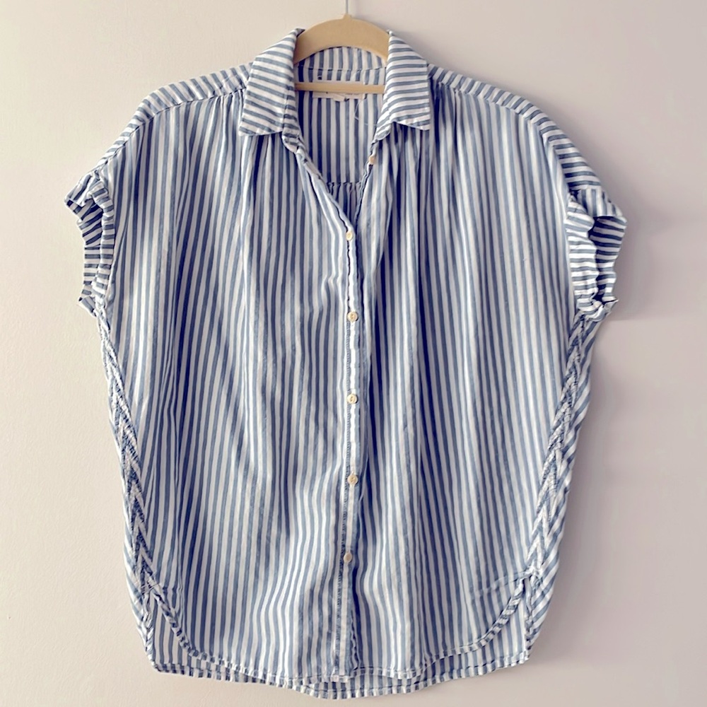 MADEWELL Stripe Cap Sleeve A-line Top Size XS